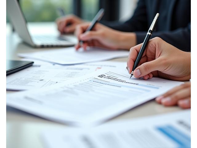 Main tenant des documents administratifs français, symbolisant l'assistance administrative.